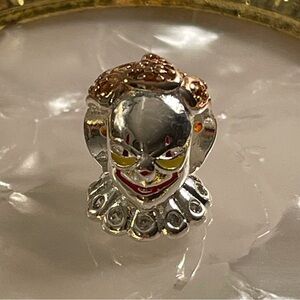Bracelet Charm Pennywise From the Movie It with Rhinestones Sterling Silver